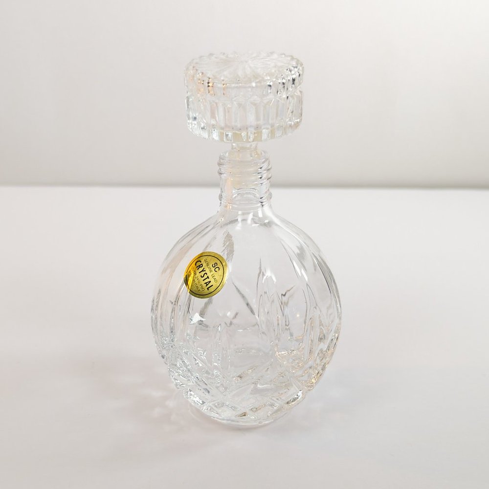 Vintage SC Crystal Perfume Bottle 24% Lead Stopper Made In Italy